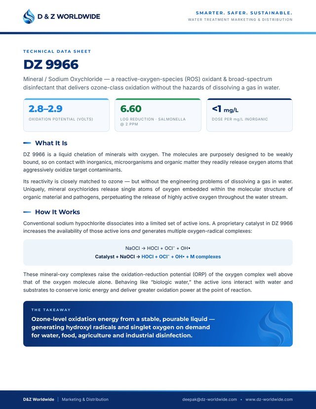 Cover page of the DZ 9966 technical data sheet