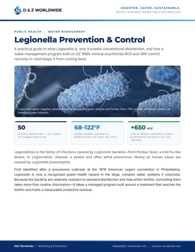 Cover page of the Legionella prevention and control guide